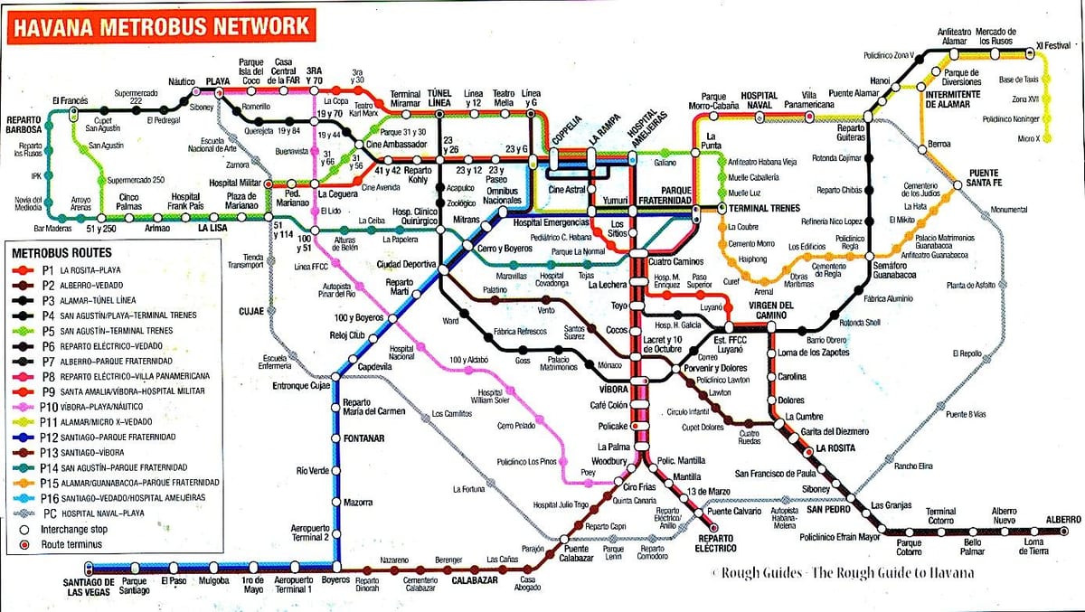 mapę przystanków autobusowych Hawana 