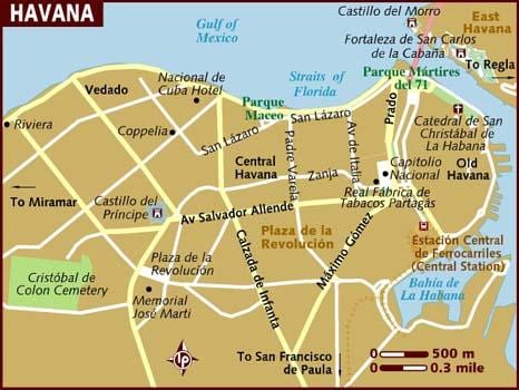 mapa Hawana