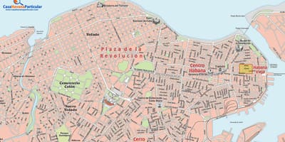 Mapa ulic starej Hawany na Kubie